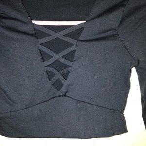 Strapped long sleeve crop top